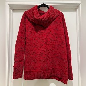 Red and Black Jones New York Chunky Knit Cowlneck Sweater - XL